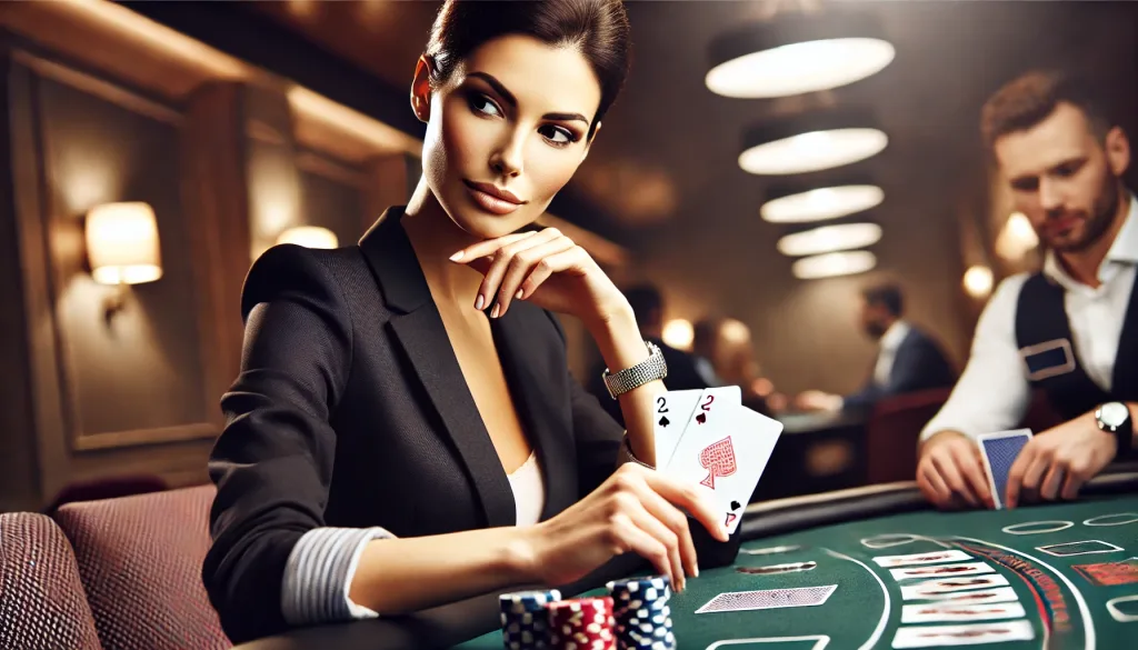 Joueuse de poker confiante